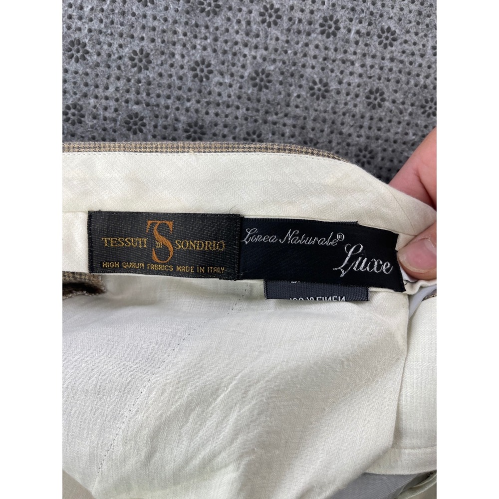 Linea Naturale Luxe Tessuti di Sondrio 100% Linen Pants Italy Tan Brown W38xL34 - Picture 3 of 11